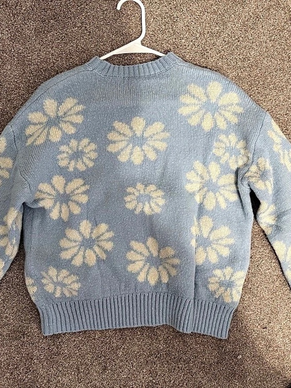 Floral Crewneck Sweater in Blue & Yellow Like New